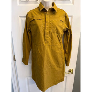 Title Nine Wren Utility long sleeve shirt dress mustard yellow size small